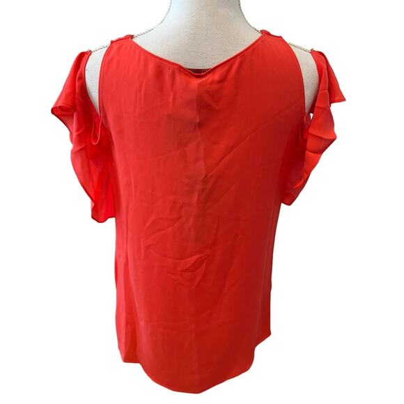 Kobi Halperin Nellie Cut Out Detail Flutter Sleeve Silk Top Poppy S - Picture 6 of 8